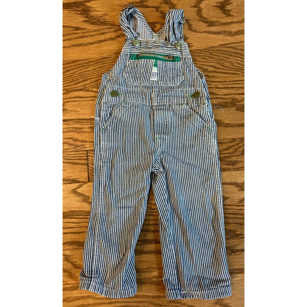 Vintage Liberty‎ Overalls 2T Blue White Hickory Stripe Denim USA Made Railroad